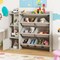 Kids Toy Storage Cabinet with 8 Bins, Open Shelves & Single-Door Cabinet